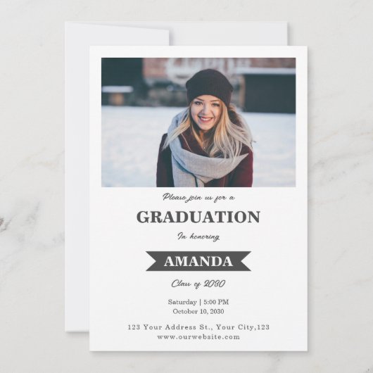 Invitation de graduation minimaliste simple (Dos)