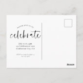 Invitation de graduation minimaliste simple modern (Dos)