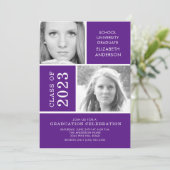Invitation de graduation moderne à deux photos vio (Debout devant)