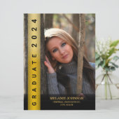 Invitation de graduation moderne Black and Gold (Debout devant)