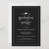 Invitation de graduation moderne chic noir et blan (Devant)