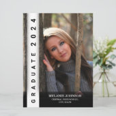 Invitation de graduation moderne en noir et blanc (Debout devant)