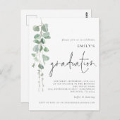 Invitation de graduation moderne Eucalyptus Script (Devant / Derrière)