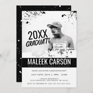 Invitation de graduation moderne Gras Invitation
