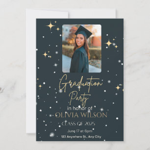 Invitation de graduation moderne noire et jaune