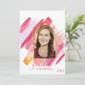 Invitation de graduation moderne rose & or Arché (Debout devant)