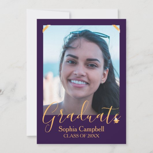 Invitation de graduation moderne violet (Devant)