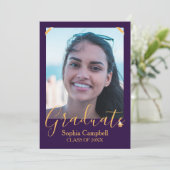 Invitation de graduation moderne violet (Debout devant)