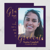 Invitation de graduation moderne violet (Devant / Derrière)