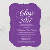Invitation de graduation moderne violet solide (Devant / Derrière)