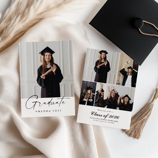 Invitation de graduation multi-photo moderne