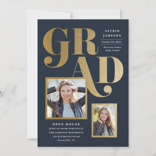 Invitation de graduation multiphoto (Devant)