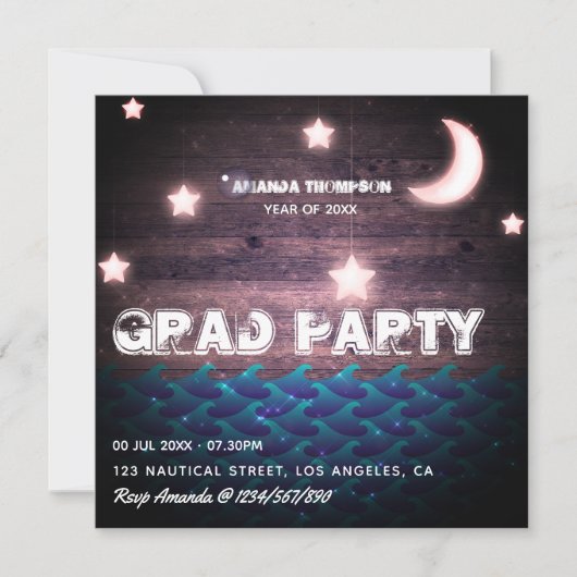 Invitation de graduation nautique rustique (Devant)