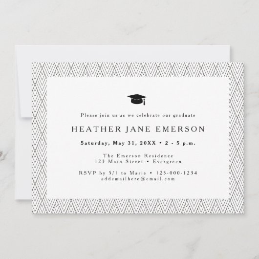 Invitation de graduation noir et blanc (Devant)