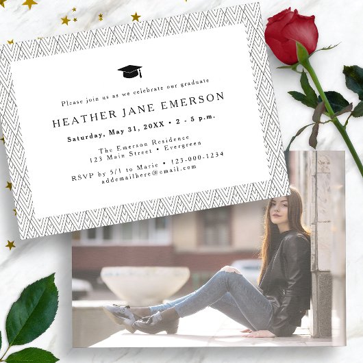 Invitation de graduation noir et blanc