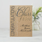 Invitation de graduation officielle Burlap Mirror (Debout devant)