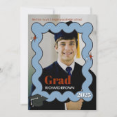 Invitation de graduation ondulée bleu clair rétro (Devant)