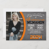 Invitation de graduation Orange & Black Chalkboard (Devant)
