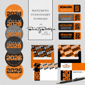 Invitation de graduation Orange & Blanc Chalkboard