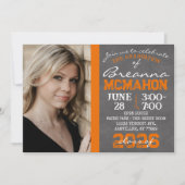 Invitation de graduation Orange & Blanc Chalkboard (Devant)