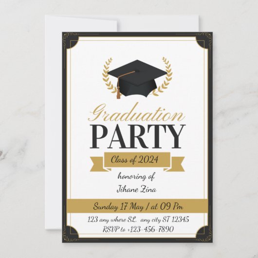 Invitation de graduation personnalisable (Devant)