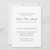 Invitation de graduation personnalisée minimaliste (Dos)