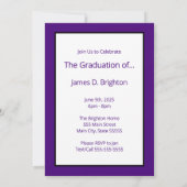 Invitation de graduation photo à thème violet (Dos)