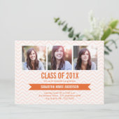Invitation de graduation photo Chevron 3 - Orange (Debout devant)