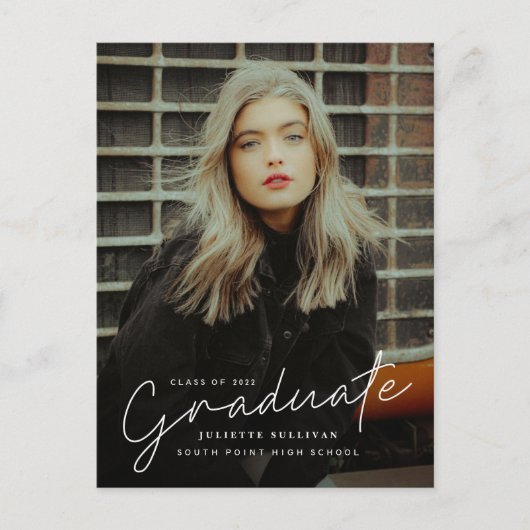 Invitation de graduation photo en écriture manuscr (Devant)