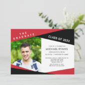 Invitation de graduation photo géométrique en noir (Debout devant)