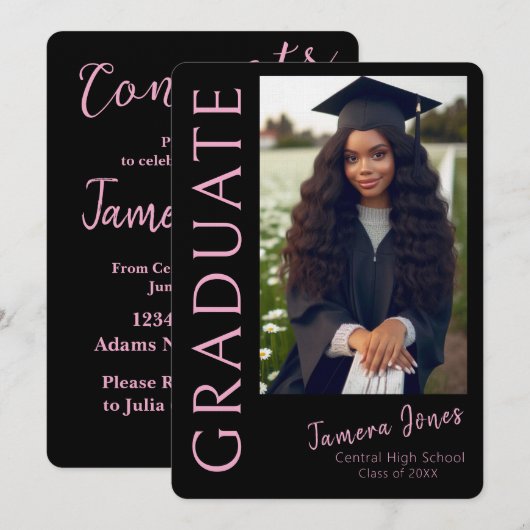 Invitation de graduation photo moderne (Devant / Derrière)