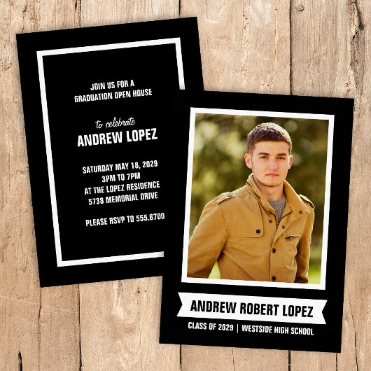 Invitation de graduation photo moderne
