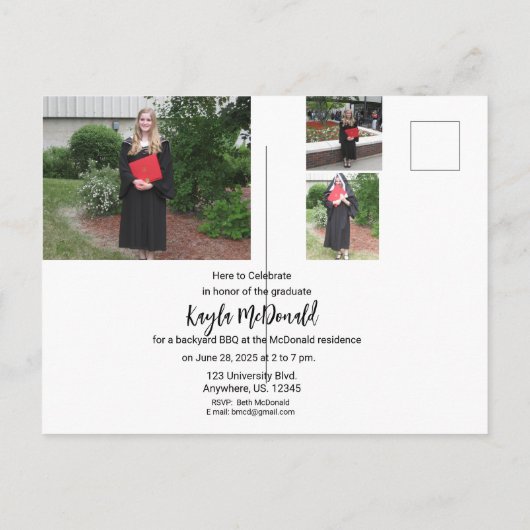 Invitation de graduation photo moderne BBQ (Dos)