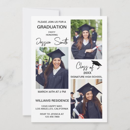 Invitation de graduation photo multiple moderne (Devant)