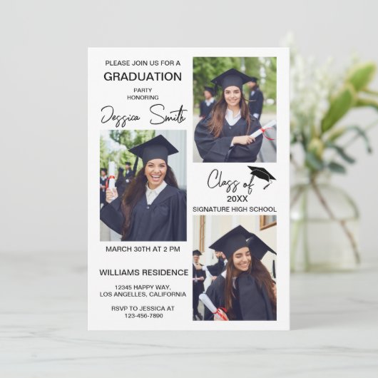 Invitation de graduation photo multiple moderne (Debout devant)