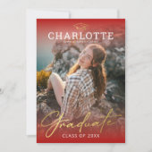 Invitation de graduation photo Red Gold moderne (Devant)