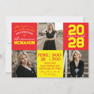 Invitation de graduation photo Red & Yellow 3