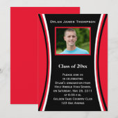 Invitation de graduation photo rouge, noir, blanc (Devant / Derrière)