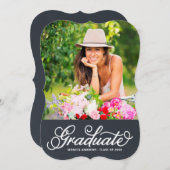 Invitation de Graduation Photo Script Moderne (Devant / Derrière)