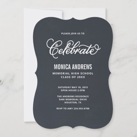 Invitation de Graduation Photo Script Moderne (Dos)