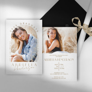 Invitation de graduation photo Tan Neutre et moder