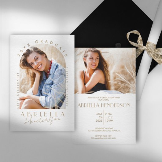 Invitation de graduation photo Tan Neutre et moder