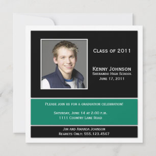 Invitation de graduation photo verte et noire