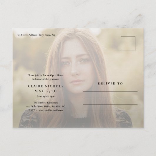 Invitation de graduation photo verticale moderne (Dos)