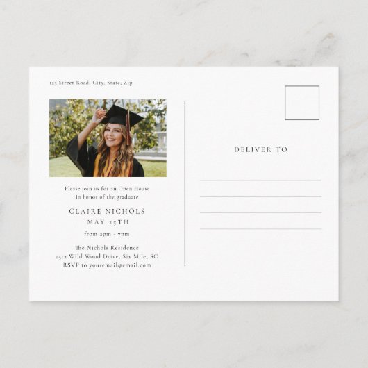 Invitation de graduation photo verticale moderne (Dos)