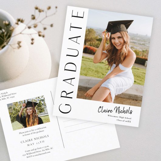 Invitation de graduation photo verticale moderne