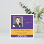 Invitation de graduation photo violet et or (Debout devant)