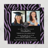 Invitation de graduation photo Zebra Purple Imprim (Devant / Derrière)