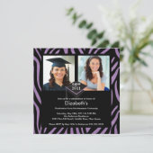 Invitation de graduation photo Zebra Purple Imprim (Debout devant)
