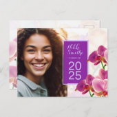 Invitation de graduation pour orchidées modernes e (Devant / Derrière)